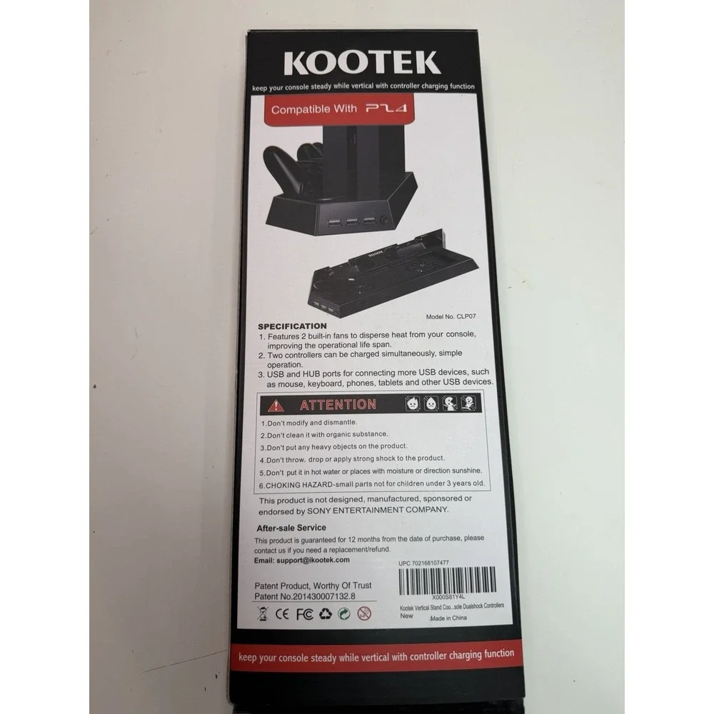 KOOTEK PS4 Vertical Stand with Cooling Fans & Dual Controller Charger – New